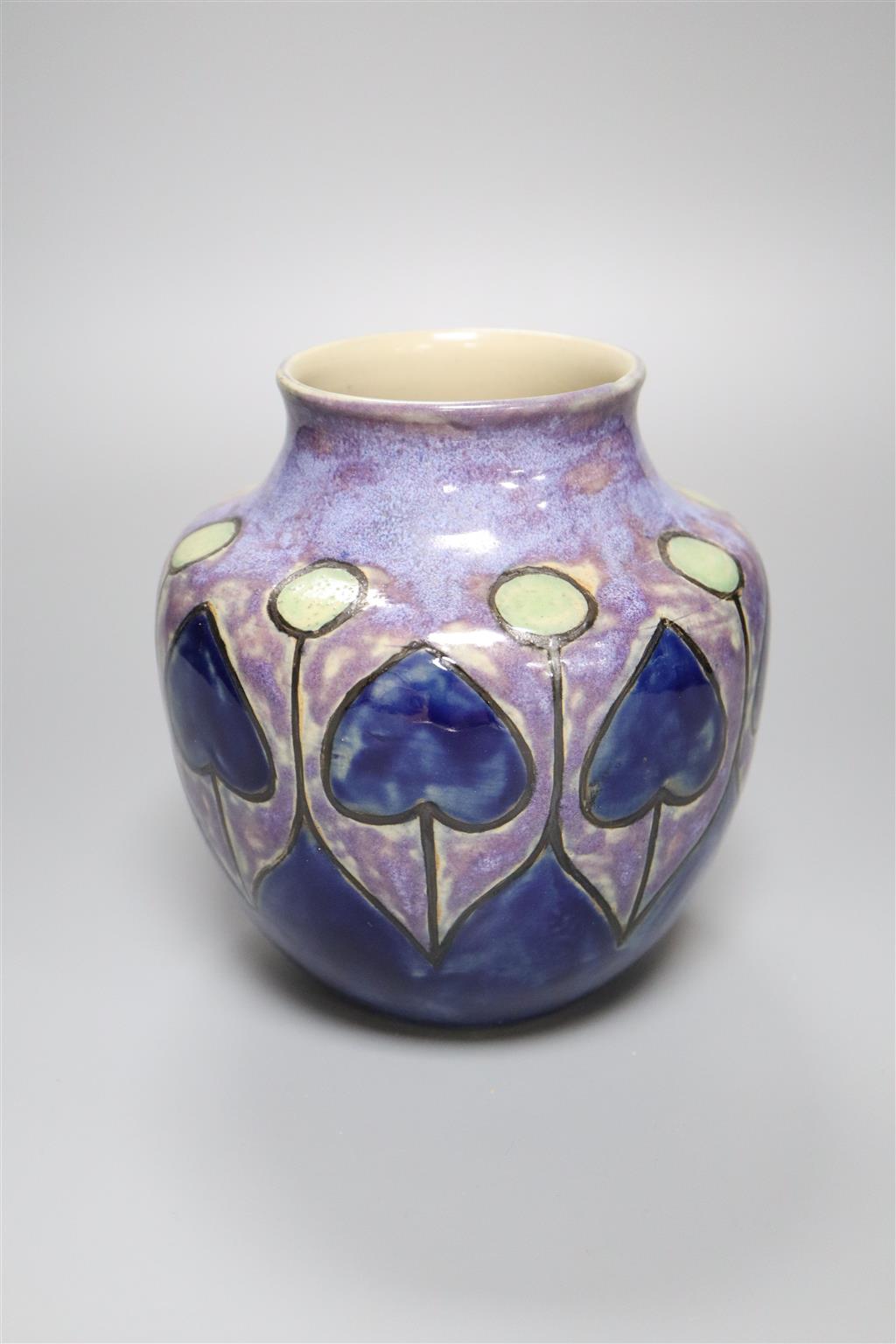 An Art Nouveau Royal Doulton purple vase, 16.5cm